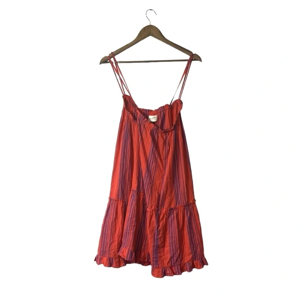NEW Universal Thread Red Purple Gauzy Cotton Mini Dress Straps Cotton Size XL - Picture 3 of 8